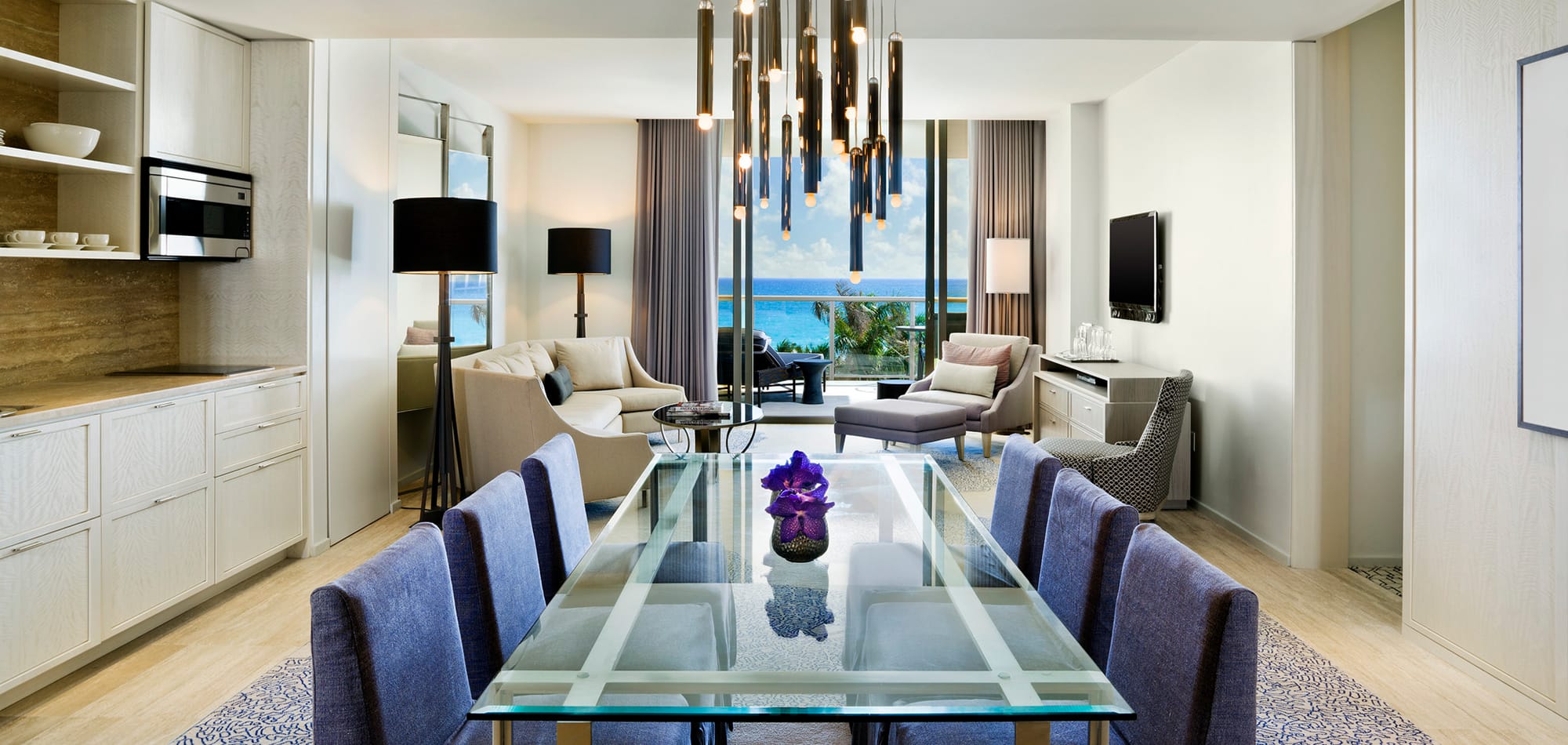 A big table in a hotel room