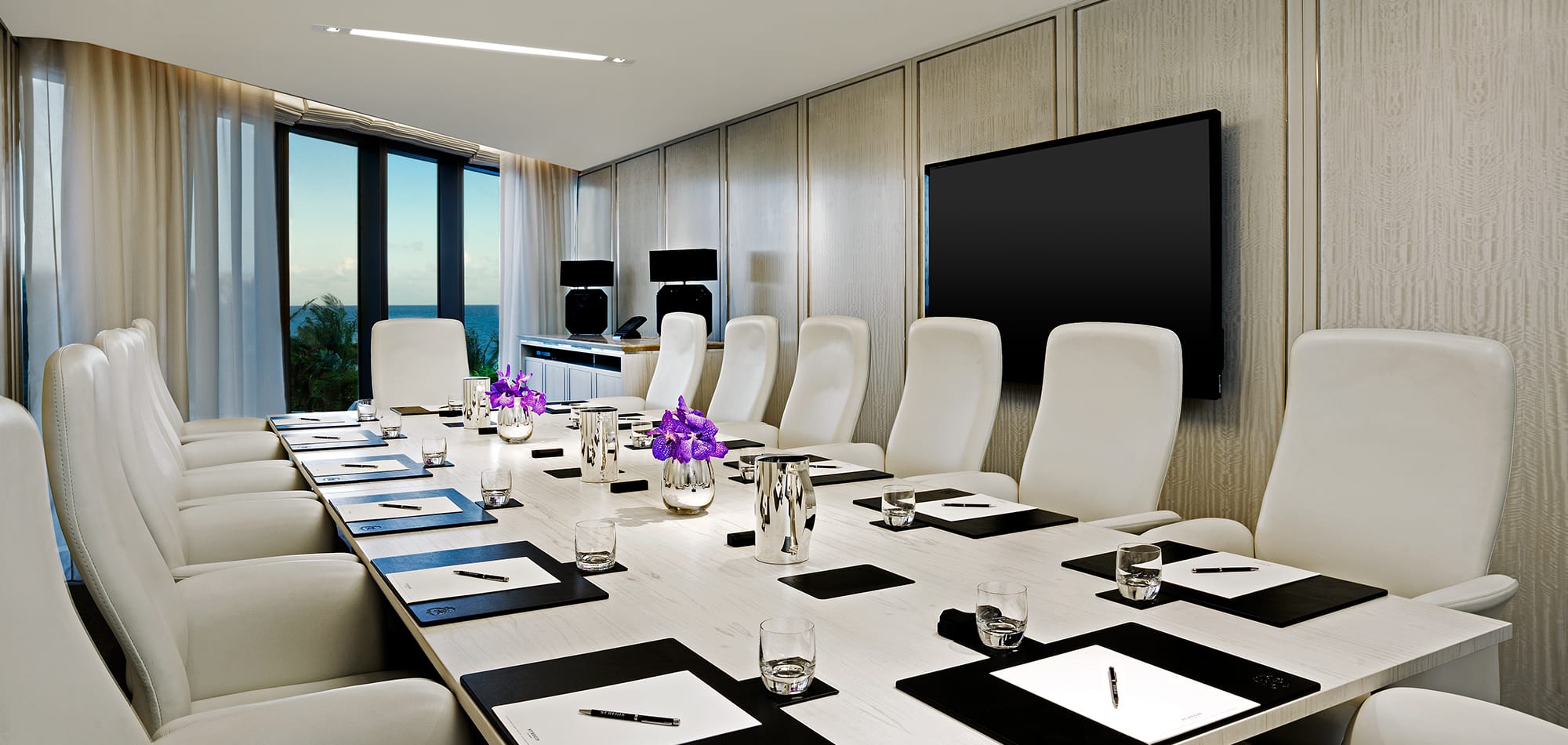 A long table with many chairs