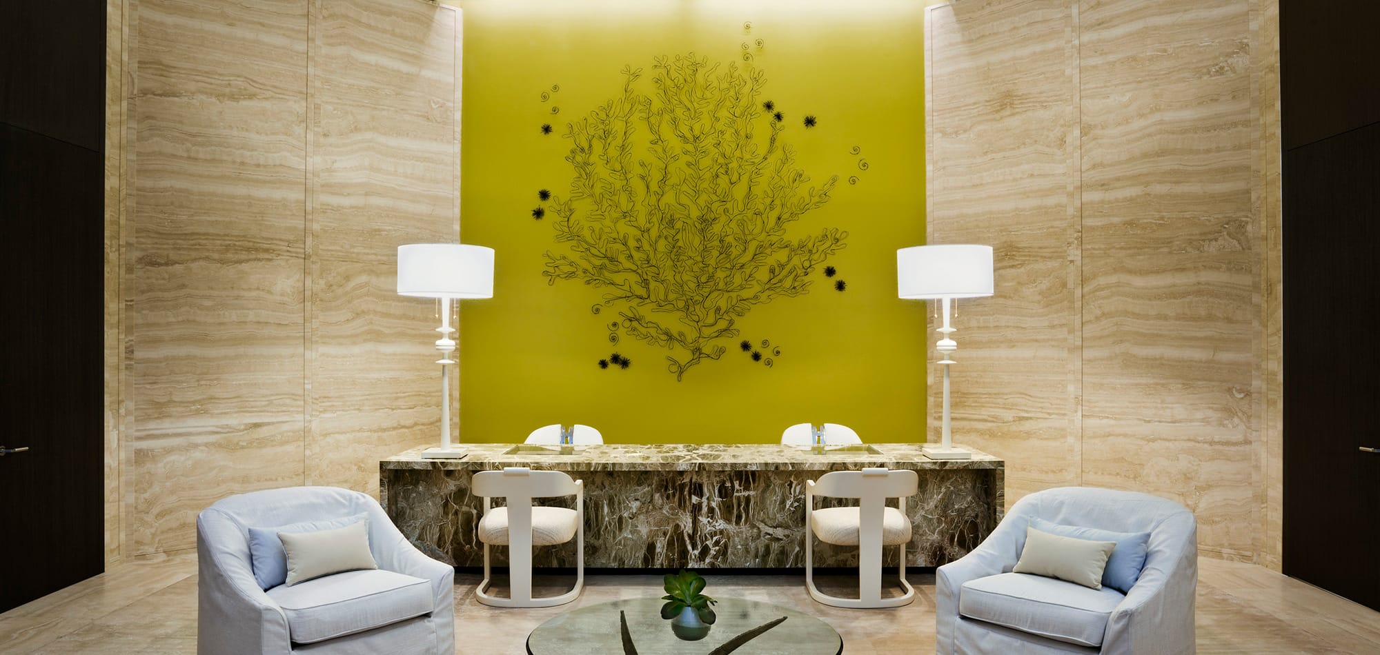 Seating outside of the spa