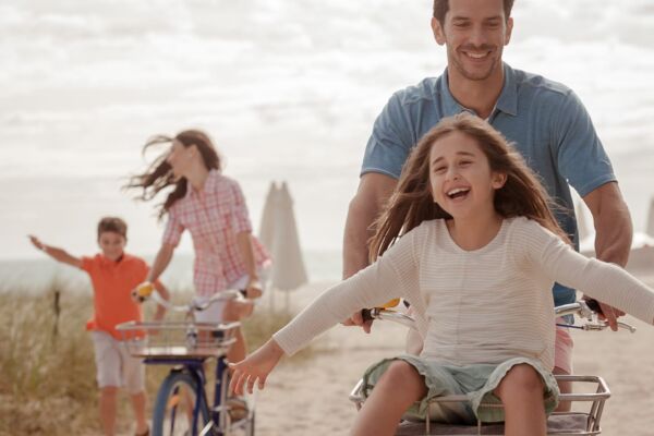 family on bikes