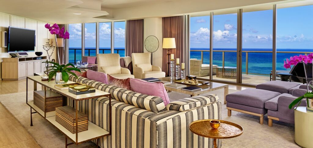 A grand room overlooking ocean