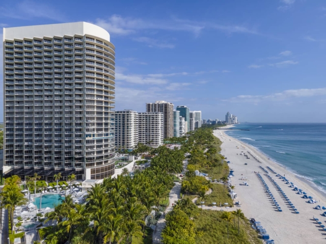 Buildings by the beach