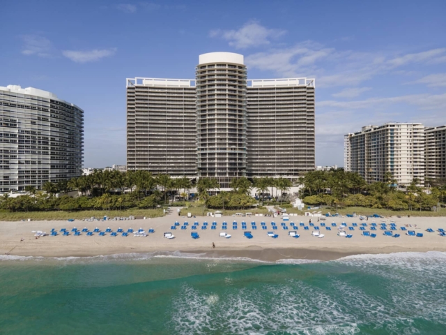 Buildings by the beach