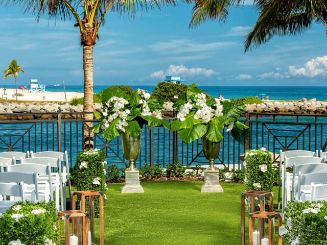 An outside setting for a wedding