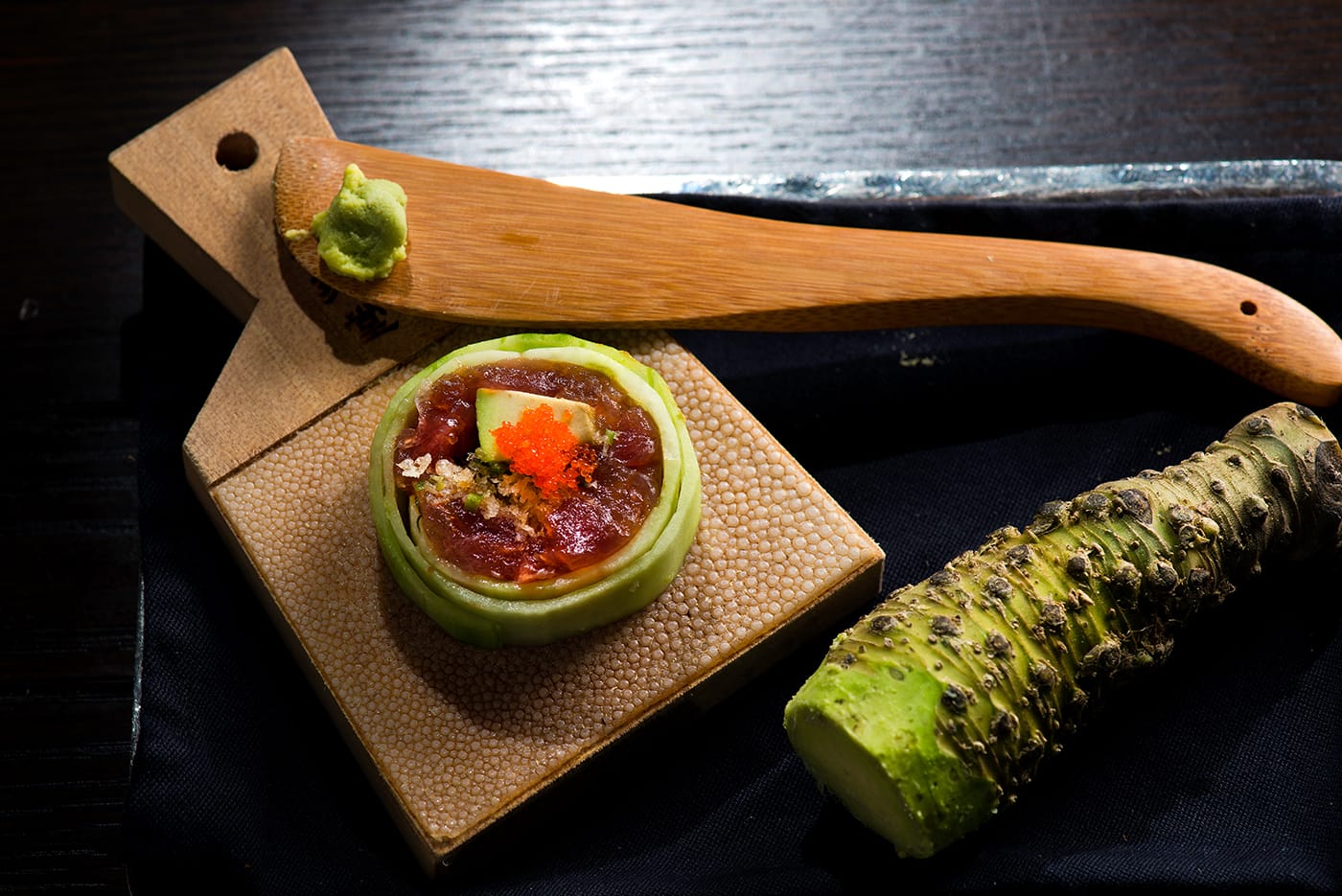 Fancy food on a cutting board