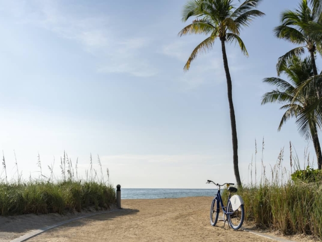 A bike on a sandy path