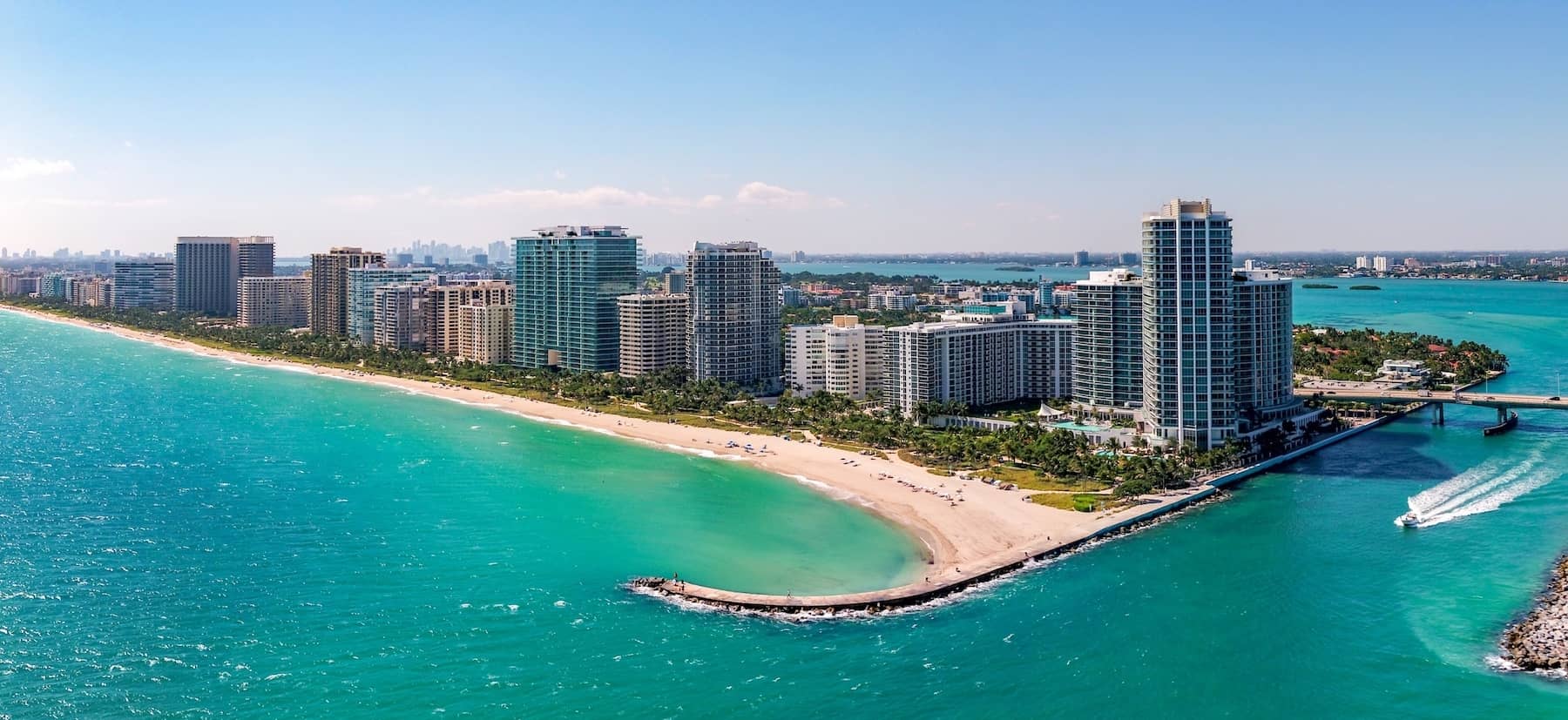 A view of Bal Harbour over the ocean