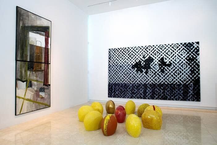 Wall art and fruit sculptures